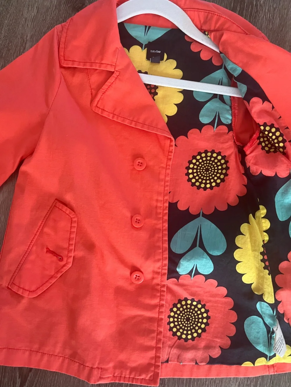 GAP Coral Kids' Jacket with Sunflower Print Lining